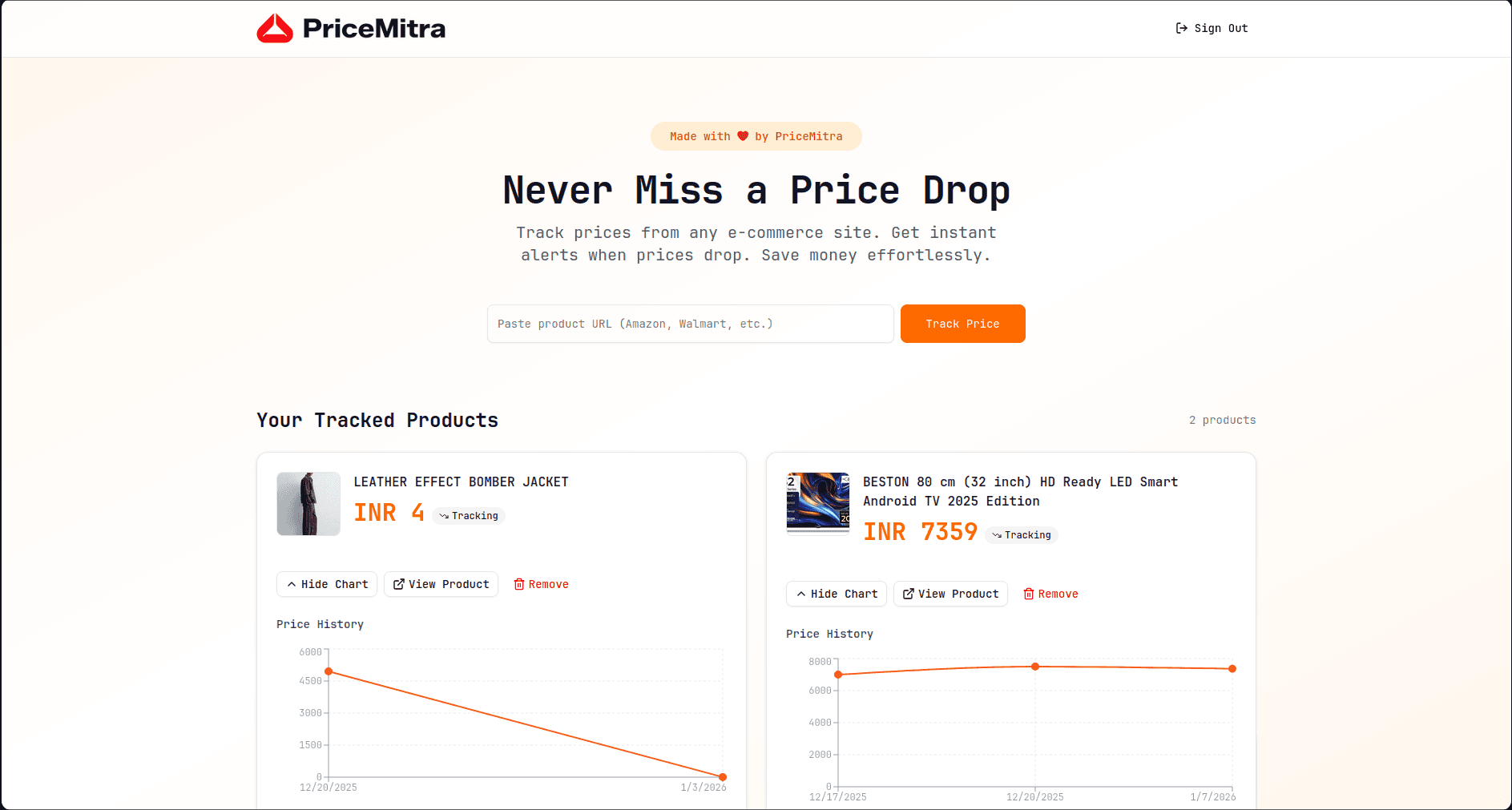 PriceMitra product preview